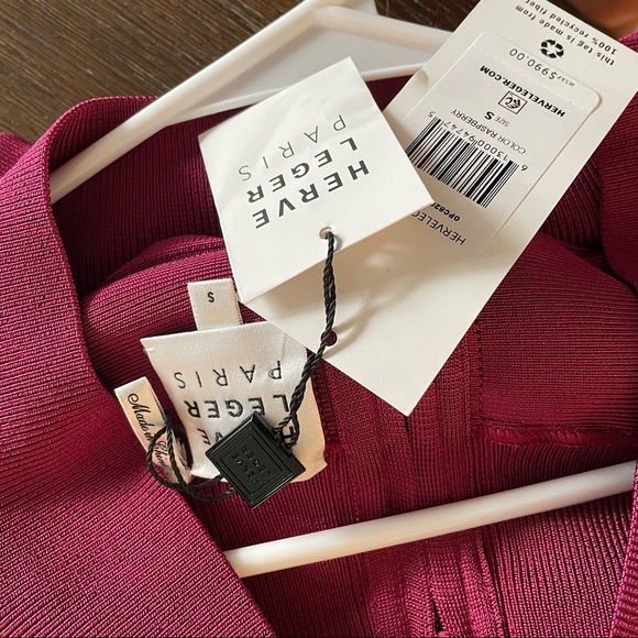 NWT Herve Leger Raspberry Dress - Picture 8 of 12